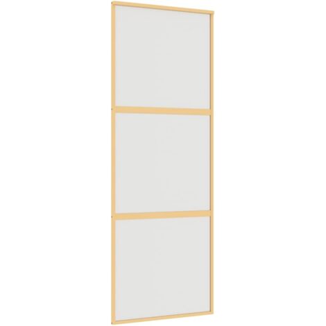 vidaXL Porta Scorrevole Dorata 76x205 Vetro Smerigliato ESG Alluminio (1/5)