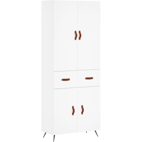 vidaXL Credenza Bianca 69,5x34x180 cm in Legno Multistrato (1/5)