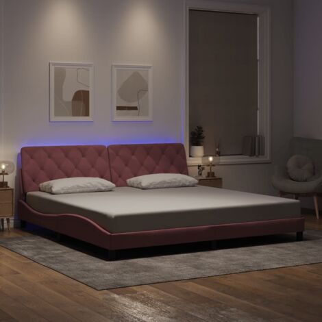 vidaXL Giroletto con LED senza Materasso Rosa 200x200 cm in Velluto (1/5)