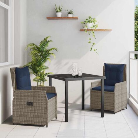 vidaXL Set da Pranzo per Giardino 3 pcs Grigio Poly Rattan (1/5)