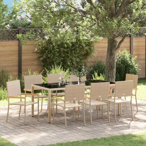 vidaXL Set da Pranzo per Giardino 9 pcs Beige polyrattan (1/5)