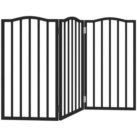 vidaXL Cancello per Cani Pieghevole 3 Pannelli Nero 150cm Legno Pioppo