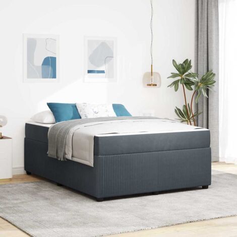 vidaXL Struttura letto con materasso Grigio scuro 160 x 200 cm Velluto (1/5)
