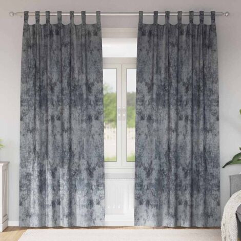 vidaXL Tenda con tende 2 pcs Grigio argento 225 x 140 cm Velluto