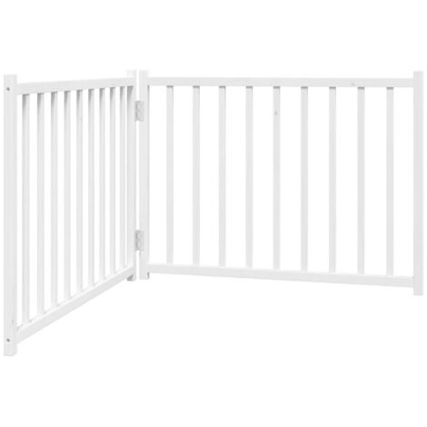 vidaXL Cancello Cani Pieghevole 2 Pannelli Bianco 160cm Massello Abete