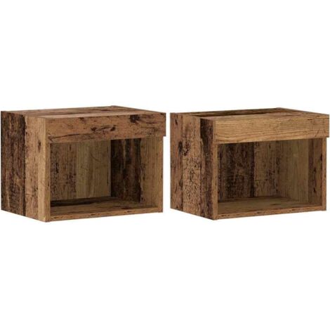 vidaXL Set mobile TV con led 2 pcs Legno vecchio 40 x 30 x 30 cm
