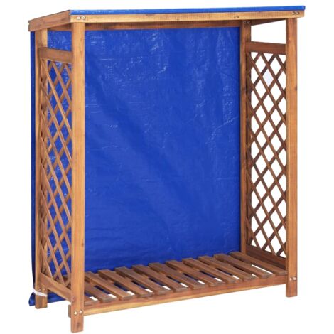 Vidaxl – Rimessa per legna da ardere 105x38x115 cm in legno massello di acacia – Tetto inclinato per deflusso acqua – Design reticolato per circolazione aria (1/5)