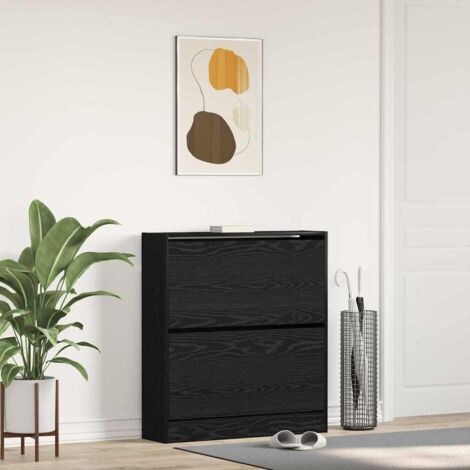 vidaXL Armadio per Scarpe con porta Rovere nero 80 x 21 x 87.5 cm
