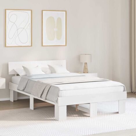 vidaXL Struttura del letto Bianco 135 x 190 cm Pino massello (1/5)