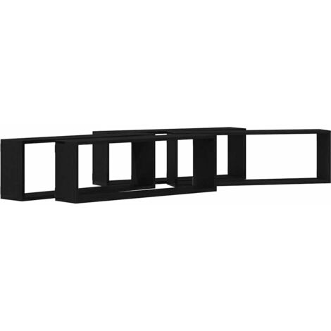 vidaXL Mensola da Parete 4 pcs Rovere Nero 80 x 15 x 26 cm
