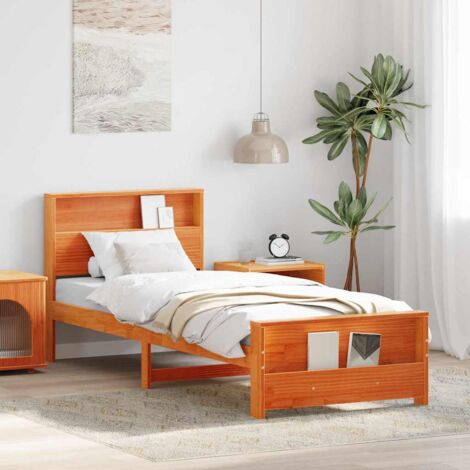 vidaXL Struttura del letto con testiera Cera marrone 90 x 200 cm (1/5)