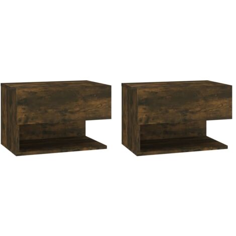 vidaXL Comodini a Muro 2 pz Rovere Fumo