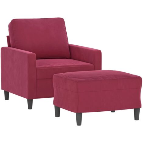 vidaXL Poltrona con Poggiapiedi Rosso Vino 60 cm in Velluto (1/5)