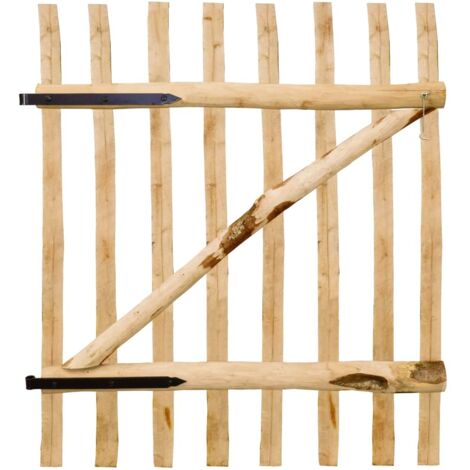 Cancello Singolo per Recinzione in Legno di Nocciolo 100x120 cm
