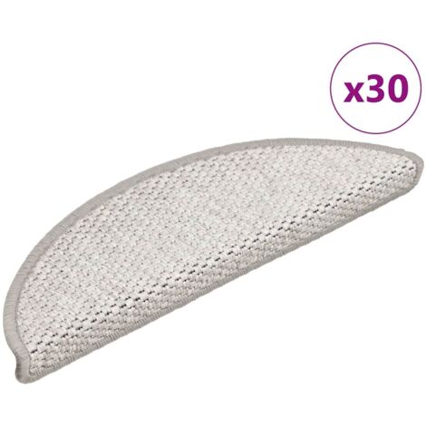 vidaXL Tappeti Adesivi Scale Aspetto Sisal 30 pz 56x17x3 cm Platino