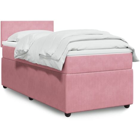 Giroletto a Molle con Materasso Rosa 90x190 cm in Velluto vidaXL (1/5)
