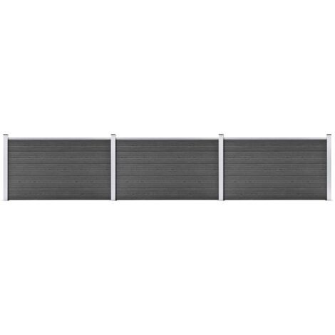 vidaXL Set Pannelli di Recinzione in WPC 526x105 cm Nero