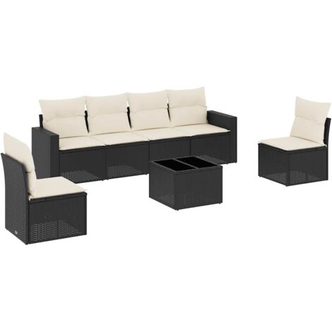 Set Divani da Giardino con Cuscini 7pz Nero Polyrattan vidaXL (1/4)