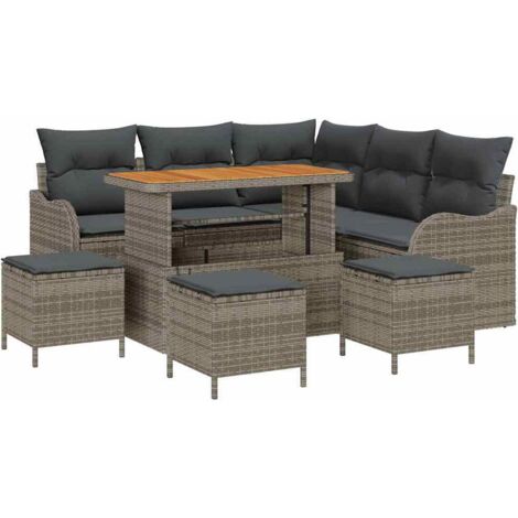 Set Divano da Giardino con cuscino con cuscino 9 pcs Grigio vidaXL (1/5)