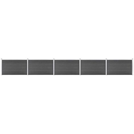 vidaXL Set Pannelli di Recinzione in WPC 872x105 cm Nero