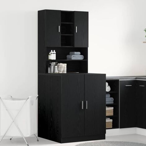 Armadio per Lavatrice 2 pcs Rovere Nero 70,5 x 71,5 x 181,5 cm vidaXL
