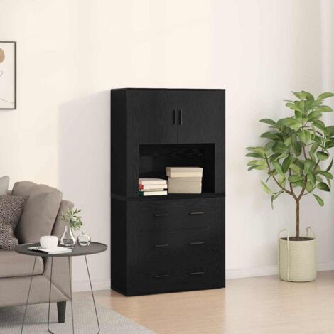 vidaXL Alta Cassettiera Rovere nero 80 x 33 x 150 cm Legno multistrato (1/5)