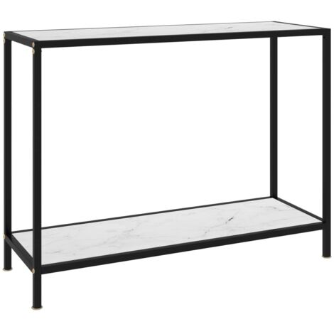 vidaXL Tavolo Consolle Bianco 100x35x75 cm in Vetro Temperato