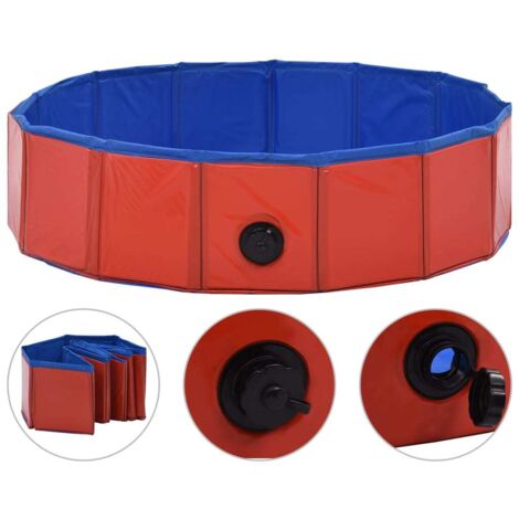 vidaXL Piscina per Cani Pieghevole Rossa 80x20 cm in PVC