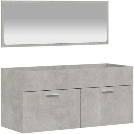 vidaXL Mobile da Bagno con Specchio Grigio Cemento Legno Multistrato