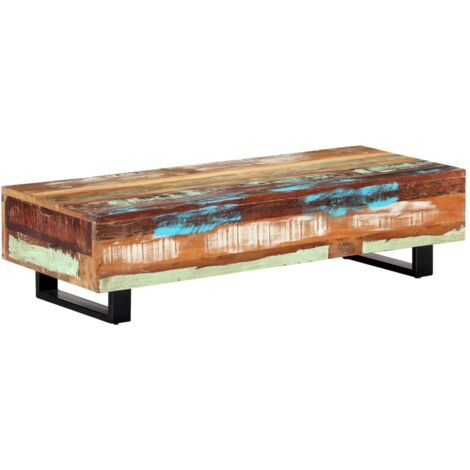 vidaXL Tavolino da Caffè 120x50x30cm Legno Massello Recuperato Acciaio