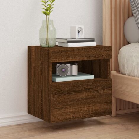 vidaXL Mobile TV a Parete con Luci LED Rovere Marrone 40x30x40 cm