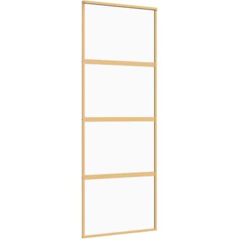 vidaXL Porta Scorrevole Dorata 76x205 Vetro Trasparente ESG Alluminio