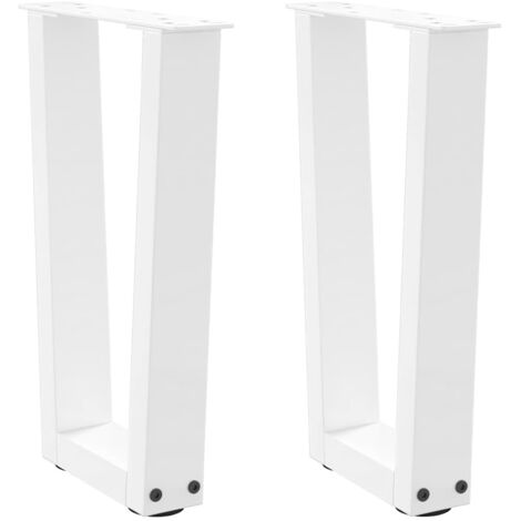 vidaXL Gambe per Tavolino da Caffè a Forma di V 2 pz Bianche 38x(42-43,3) cm Acciaio