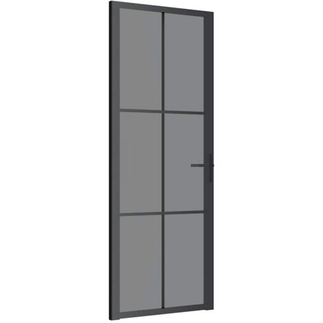vidaXL Porta Interna 76x201,5 cm Nera in Vetro ESG e Alluminio