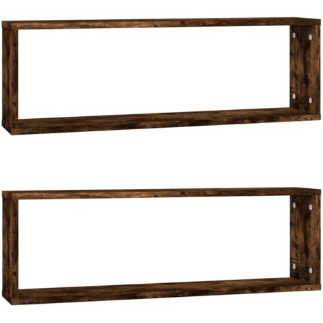 vidaXL Mensole Parete Cubo 2 Rovere Fumo 80x15x26,5 Legno Multistrato