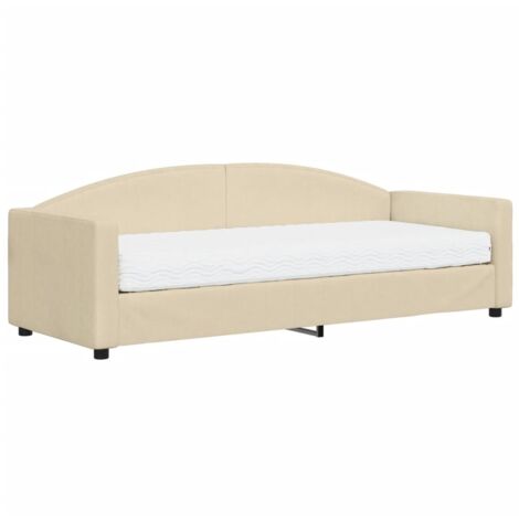 vidaXL Divano Letto con Materasso Crema 80x200 cm in Tessuto