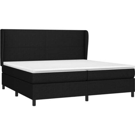 vidaXL Giroletto a Molle con Materasso Nero 200x200 cm in Tessuto (1/5)