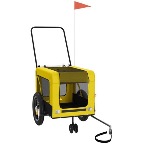 vidaXL Rimorchio da Bici per Animali Giallo e Nero Oxford e Ferro
