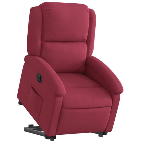 vidaXL Poltrona Alzapersona Reclinabile Elettrica Rosso Vino Velluto
