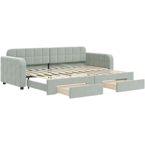 vidaXL Divano Letto Estraibile Cassetti Grigio Chiaro 80x200cm Velluto
