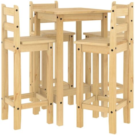 Set da Bar 5 pz in Legno Massello di Pino vidaXL 590279