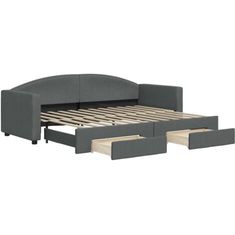 vidaXL Divano Letto Estraibile Cassetti Grigio Scuro 80x200cm Tessuto
