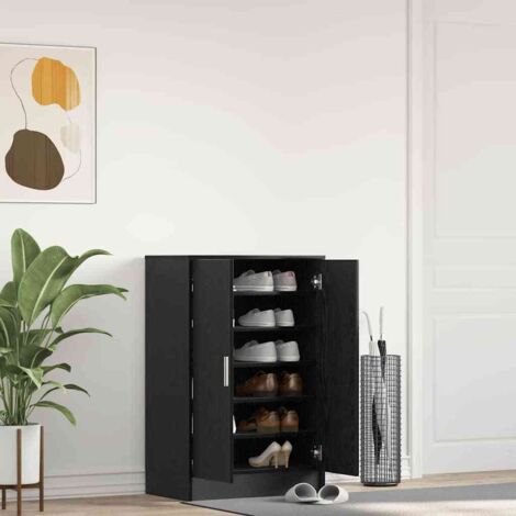 vidaXL Scarpiera Rovere Rovere Nero 60x35x92 cm in Legno Multistrato