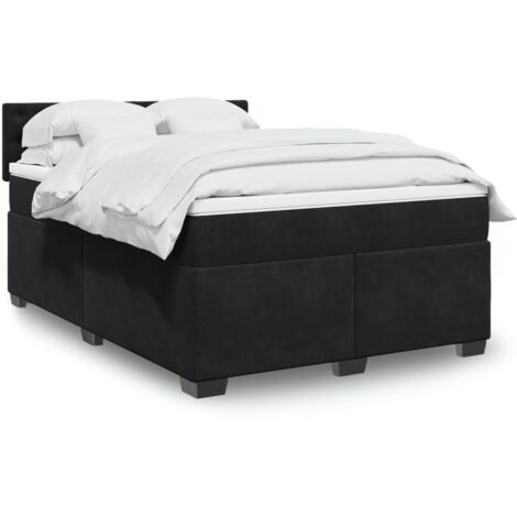 vidaXL Giroletto a Molle con Materasso Nero 140x190 cm in Velluto