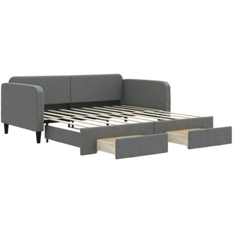 vidaXL Divano Letto Estraibile Cassetti Grigio Scuro 90x190cm Tessuto