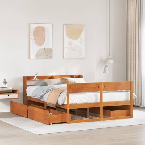 vidaXL Letto senza Materasso Marrone Cera 120x190 cm in Legno di Pino (1/5)