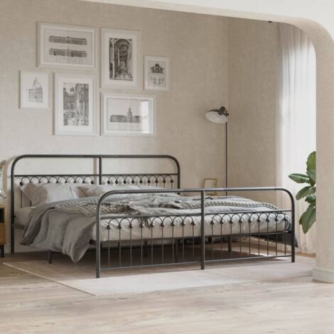 vidaXL Giroletto con Testiera e Pediera Metallo Nero 193x203 cm (1/5)