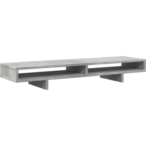 vidaXL Supporto Monitor Grigio Cemento 100x27x15cm Legno Massello Pino