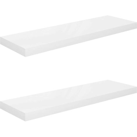 vidaXL Scaffali a Parete 2 pz Bianco Lucido 80x23,5x3,8 cm in MDF