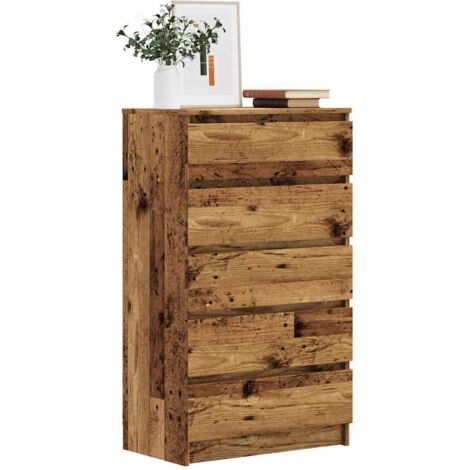 vidaXL Cassettiera Legno Antico 60x36x103 cm in Legno Multistrato